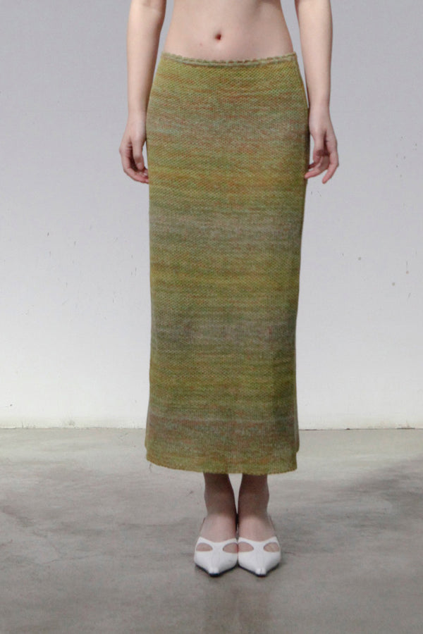 SWAYING/KNIT gradient straight long skirt SW23SS3B04 gradient green PS62